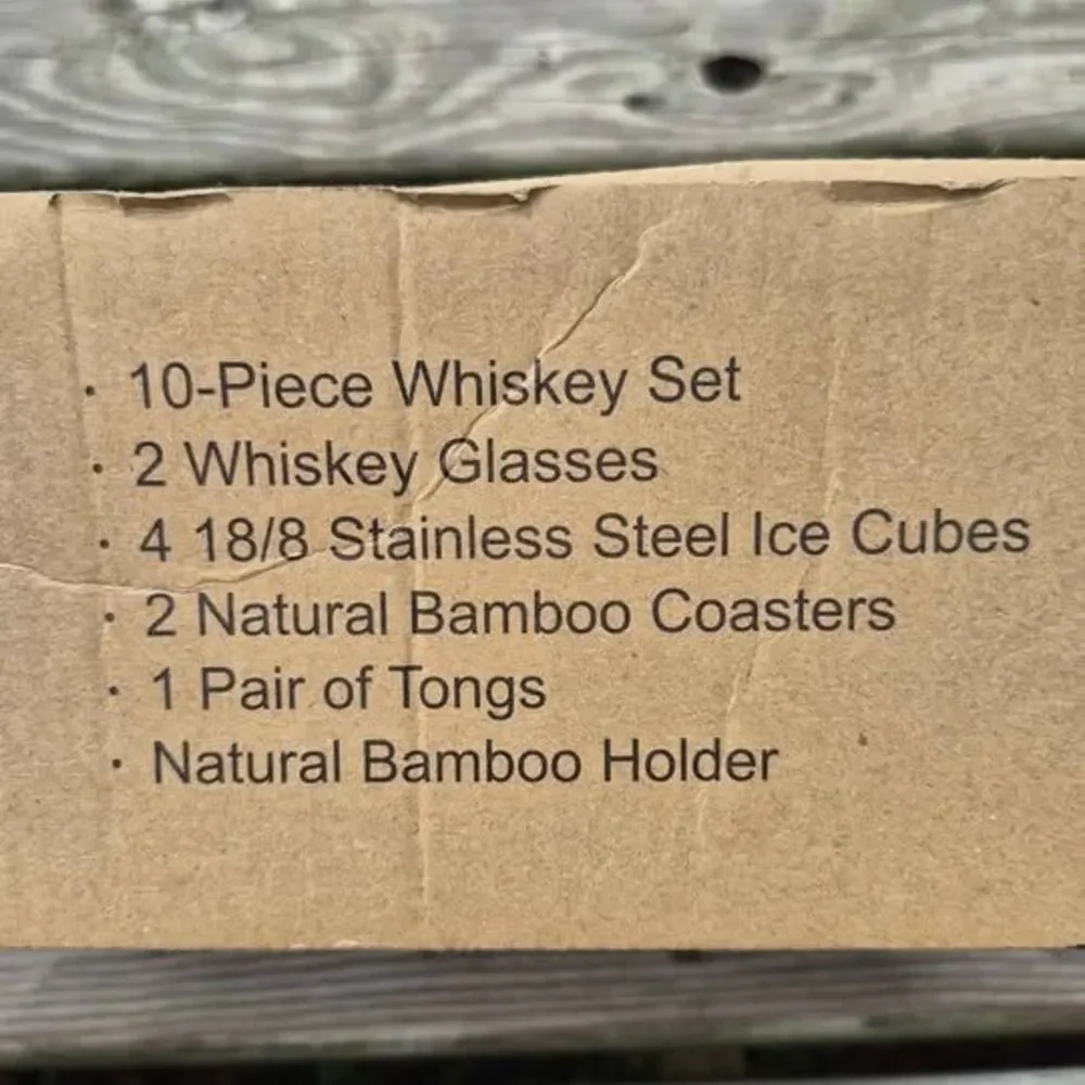 Collins Whiskey Set with Bamboo Base - New